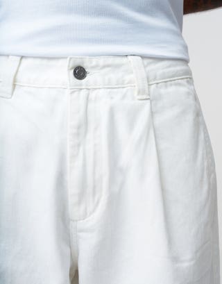 Baggy Fit Pleated Pants in White Detail3
