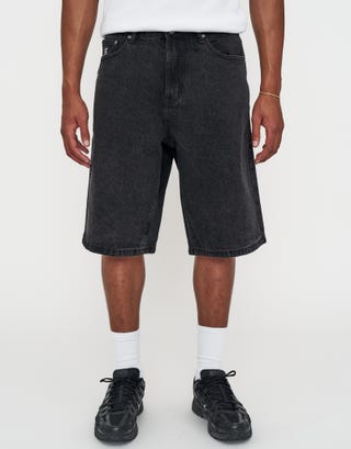 Dragons Embroidered Baggy Fit Jorts in Washed Black Back