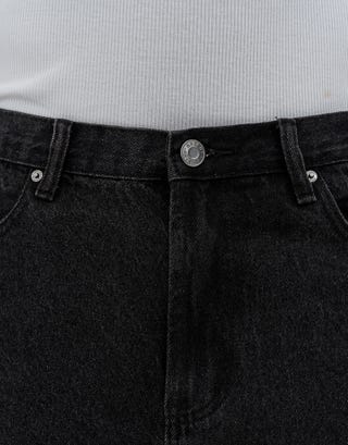 Dragons Embroidered Baggy Fit Jorts in Washed Black Detail3