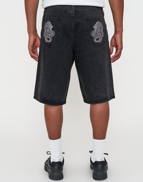 Dragons Embroidered Baggy Fit Jorts