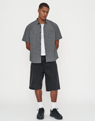 Dragons Embroidered Baggy Fit Jorts in Washed Black Full