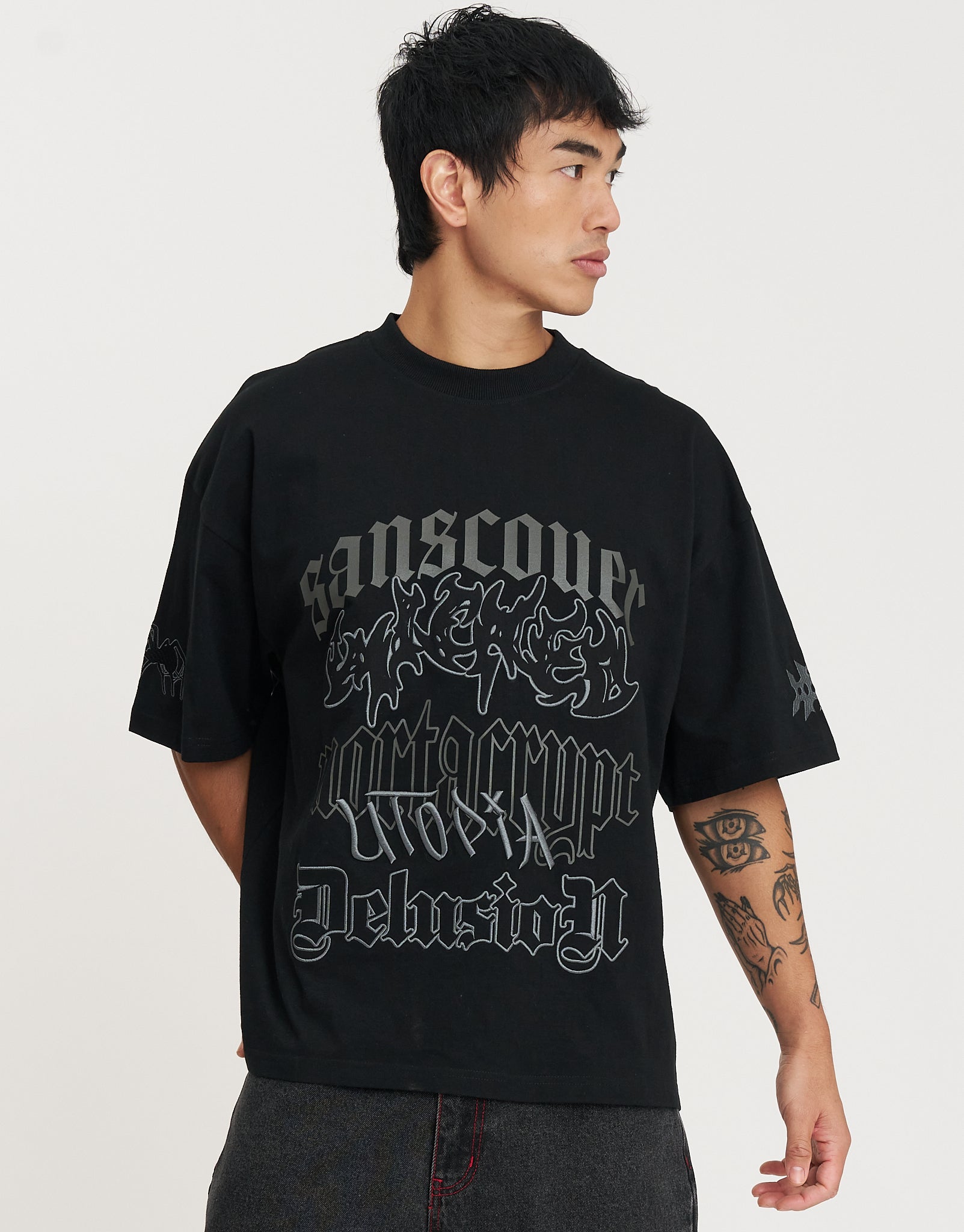 Utopia Box Fit T Shirt in Black | Hallensteins NZ