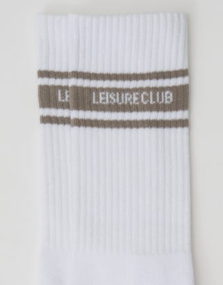 Leisure Club Sport Socks in White/dark Ecru Detail