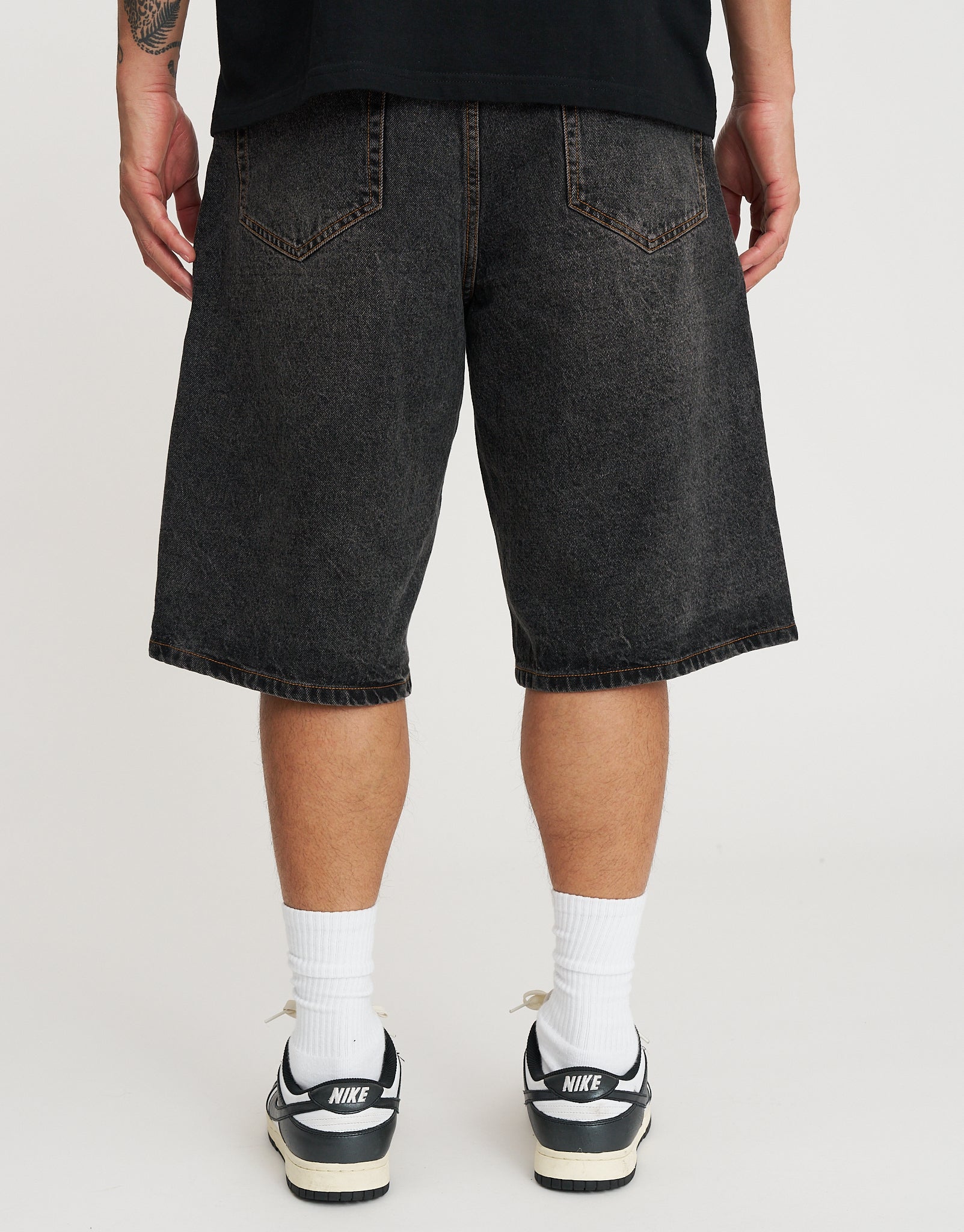 Vanguard Graffiti Baggy Fit Jorts in Acid Black | Hallensteins NZ