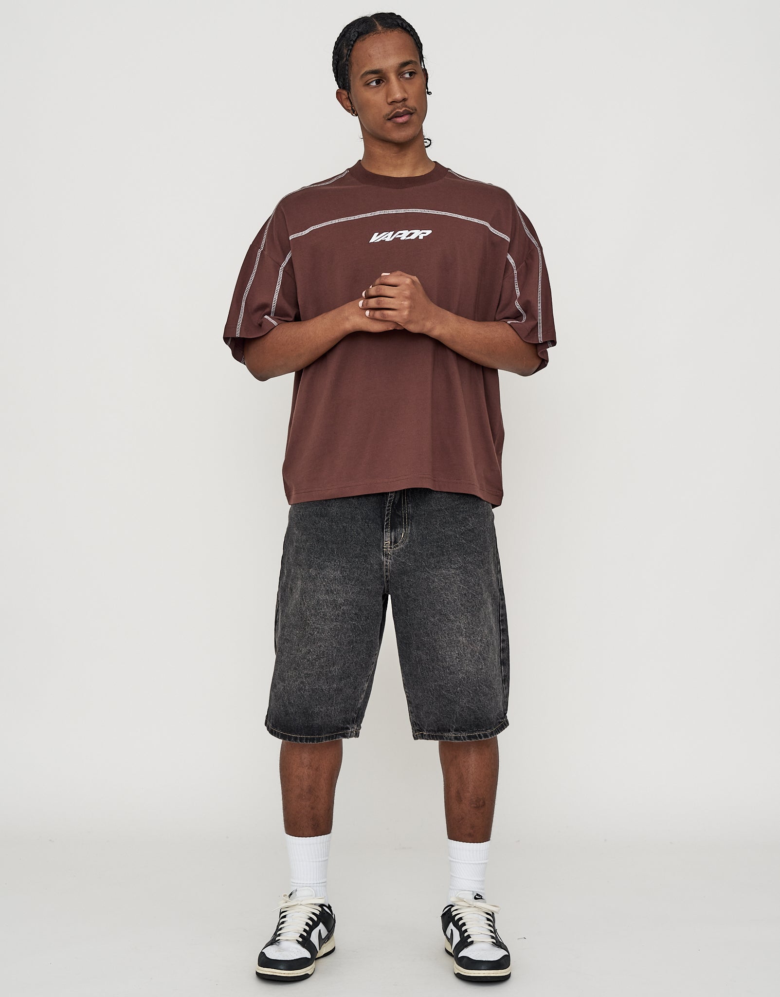 Vapor Overlocked Box Fit T Shirt in Brown | Hallensteins AU