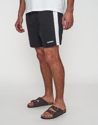 Vapor Panel Elastic Waist Shorts in Black/white Front