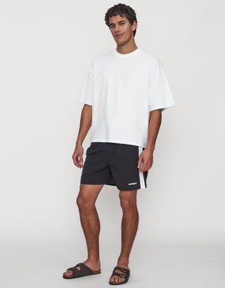 Vapor Panel Elastic Waist Shorts in Black/white Full