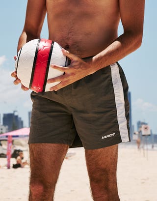 Vapor Panel Elastic Waist Shorts in Grey/white Front