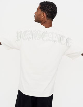 Vengeance Embroidered Relaxed Fit T Shirt in Snow Detail2