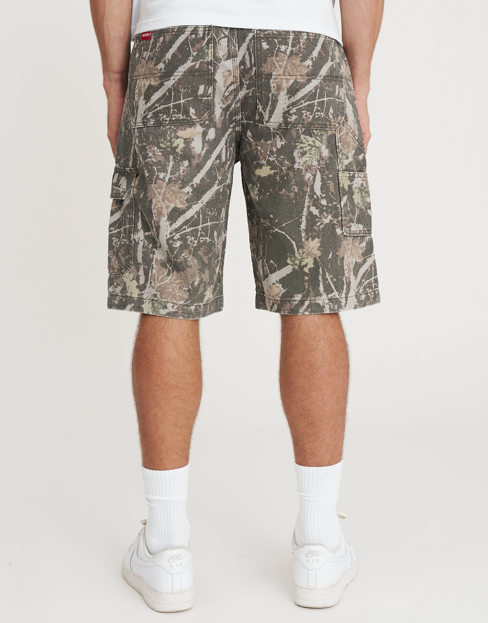Foliage Print Carpenter Cargo Jorts in Camo | Hallensteins NZ