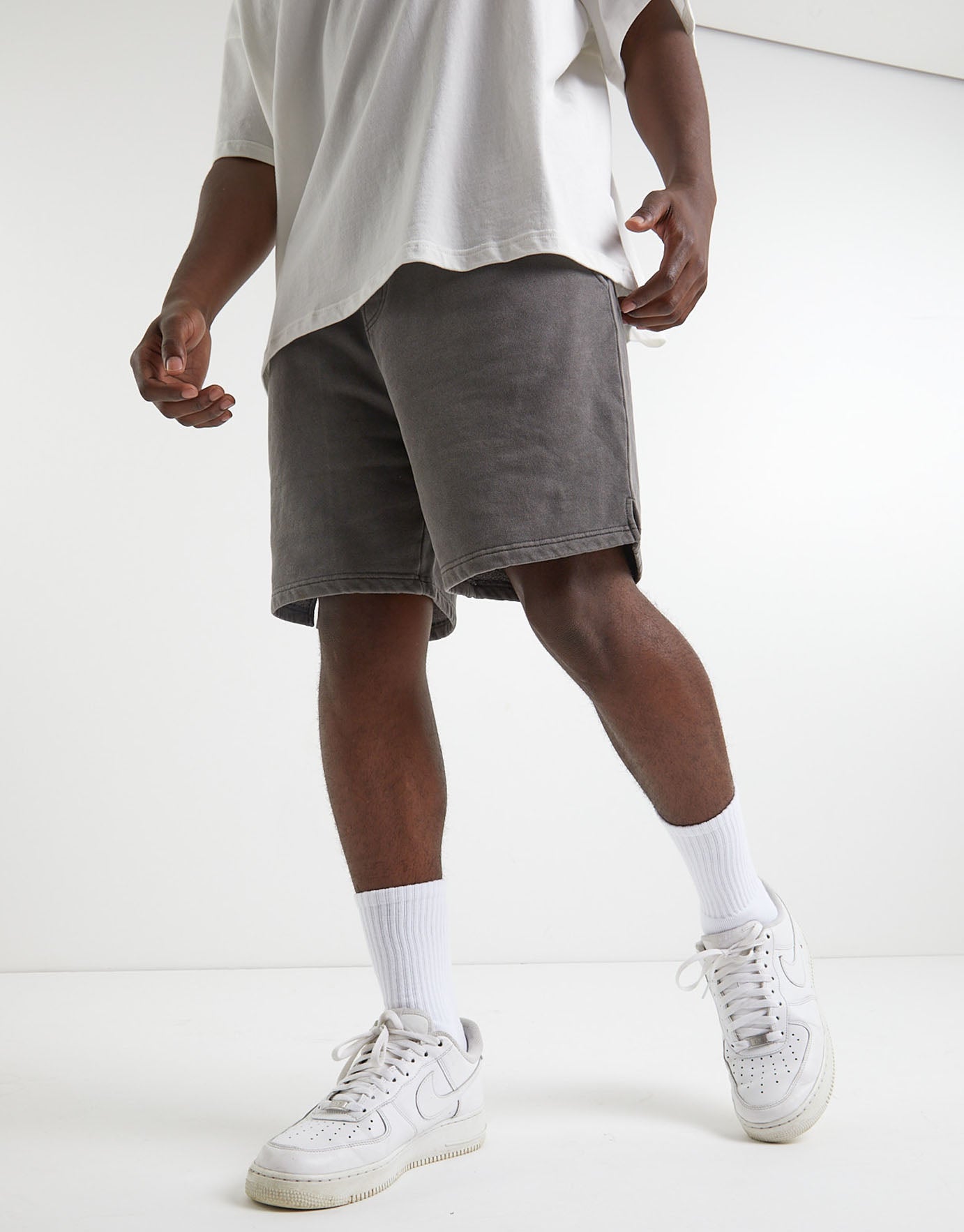 Vintage Wash Oversized Track Shorts in 