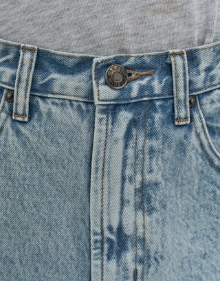 Vipers Embroidered Baggy Fit Jorts in Vintage Light Blue Detail2