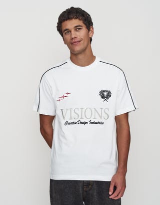 Visions Relaxed Fit T Shirt in Blanc Front