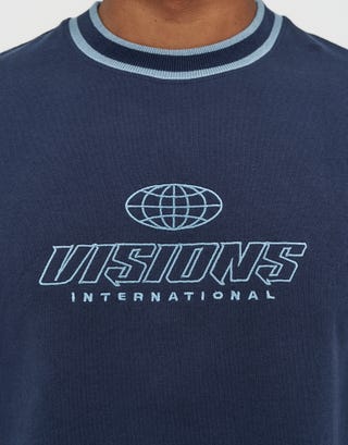 Visions Relaxed Fit T Shirt in Midnight Blue Detail