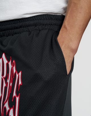 Vultures Emblem Basketball Short in Black Detail