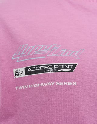Vultures Motorsport Relaxed Fit T Shirt in Lotus Pink Detail