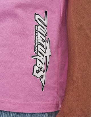 Vultures Motorsport Relaxed Fit T Shirt in Lotus Pink Detail2
