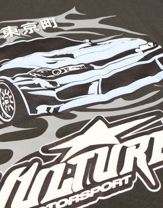 Vultures Motorsport Relaxed Fit T Shirt in Pewter Grey Detail2