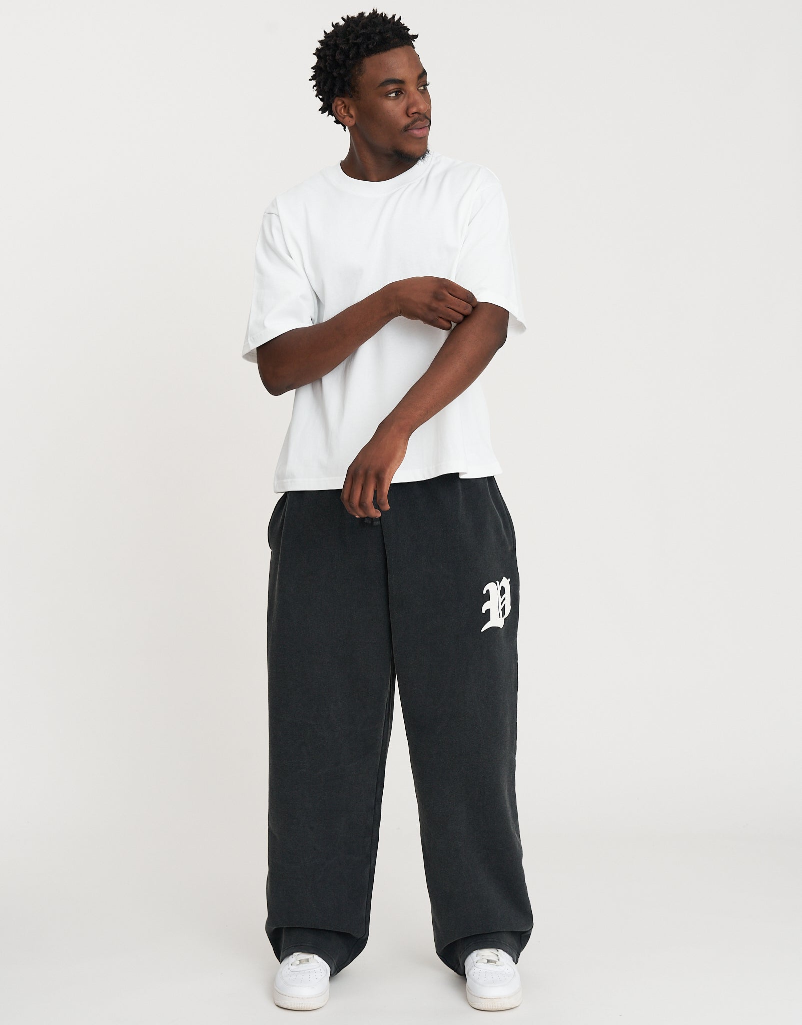 Vultures Wide Track Pants in Washed Black | Hallensteins NZ