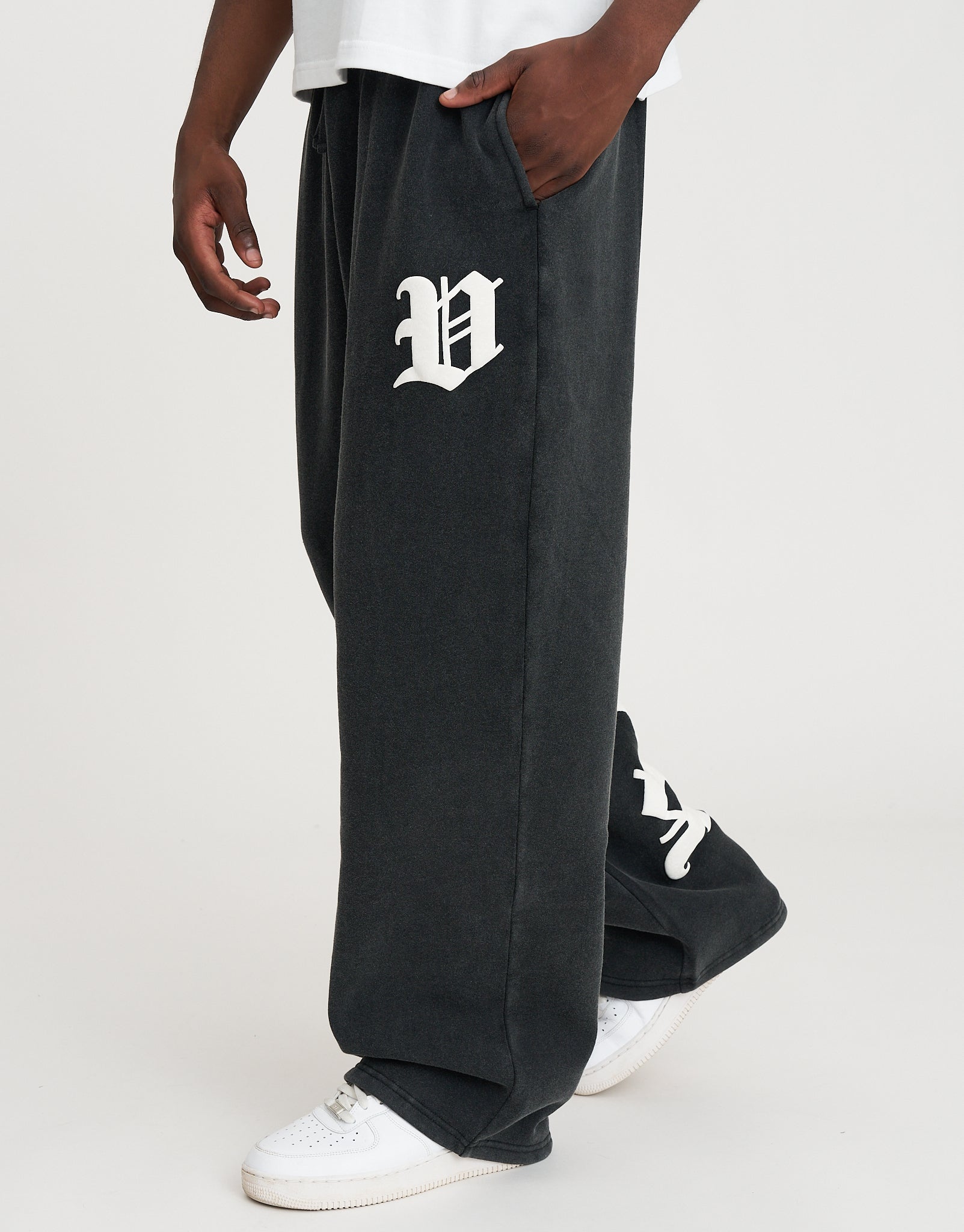 Vultures Wide Track Pants in Washed Black | Hallensteins NZ