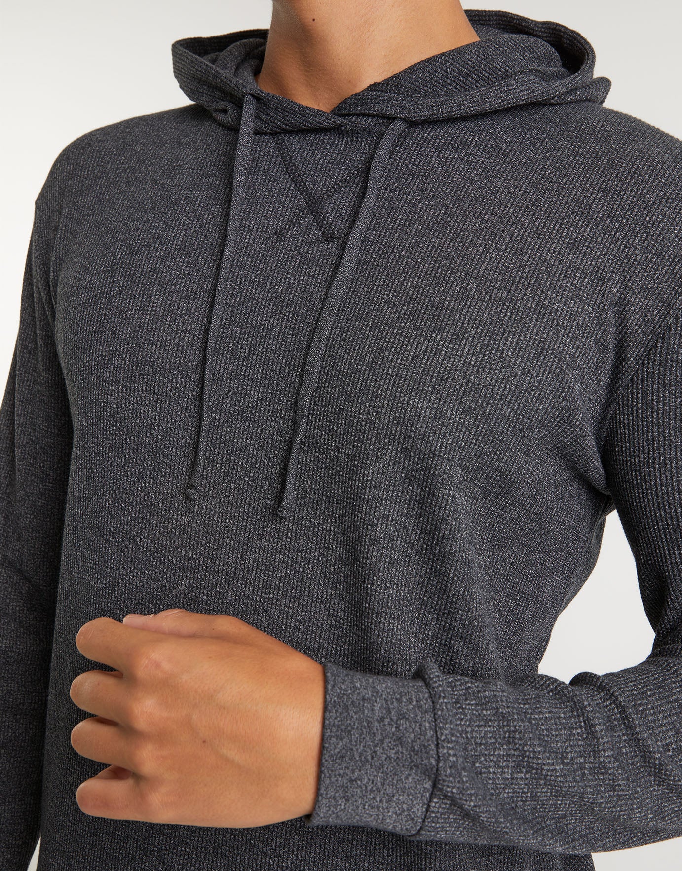 Hooded Waffle Long Sleeve T Shirt in 