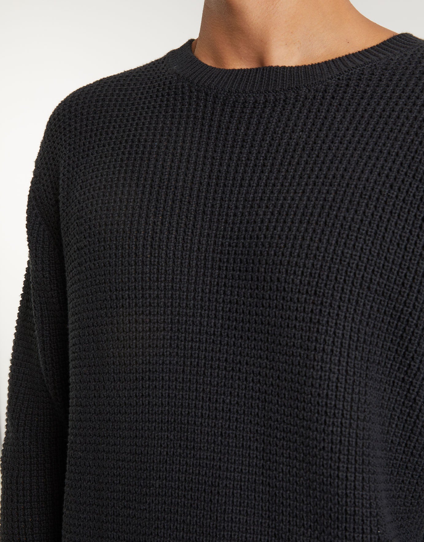 Recycled Waffle Knit Crew Jumper in 