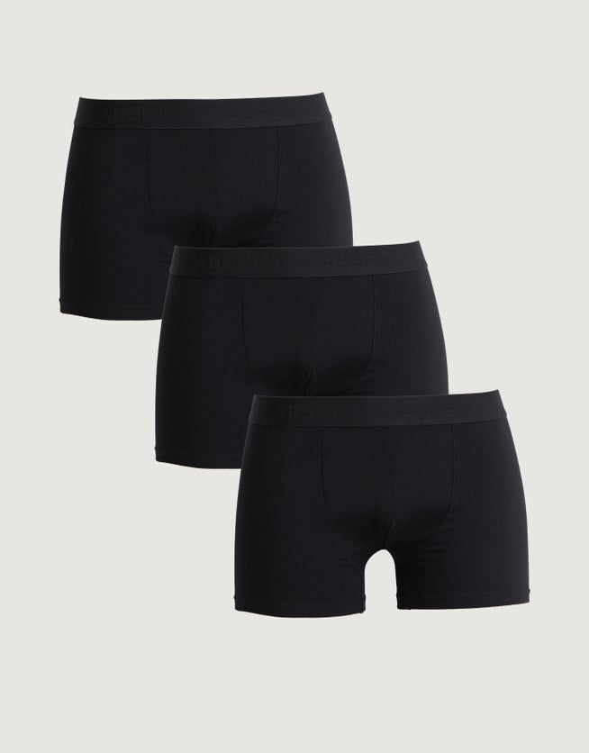 Organic Cotton 3 Pack Plain Colour Boxers in Black | Hallensteins NZ
