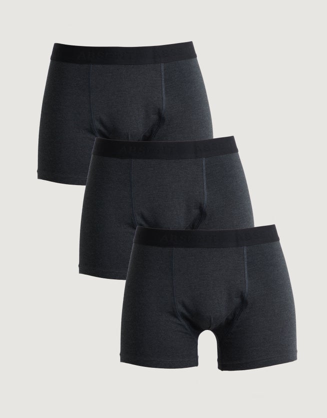 Organic Cotton 3 Pack Plain Colour Boxers in Charcoal | Hallensteins NZ