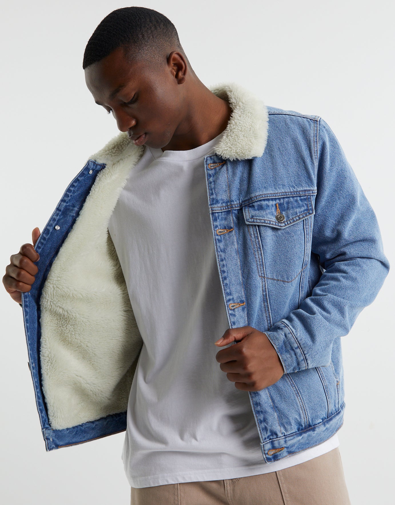 sheepskin lined denim jacket