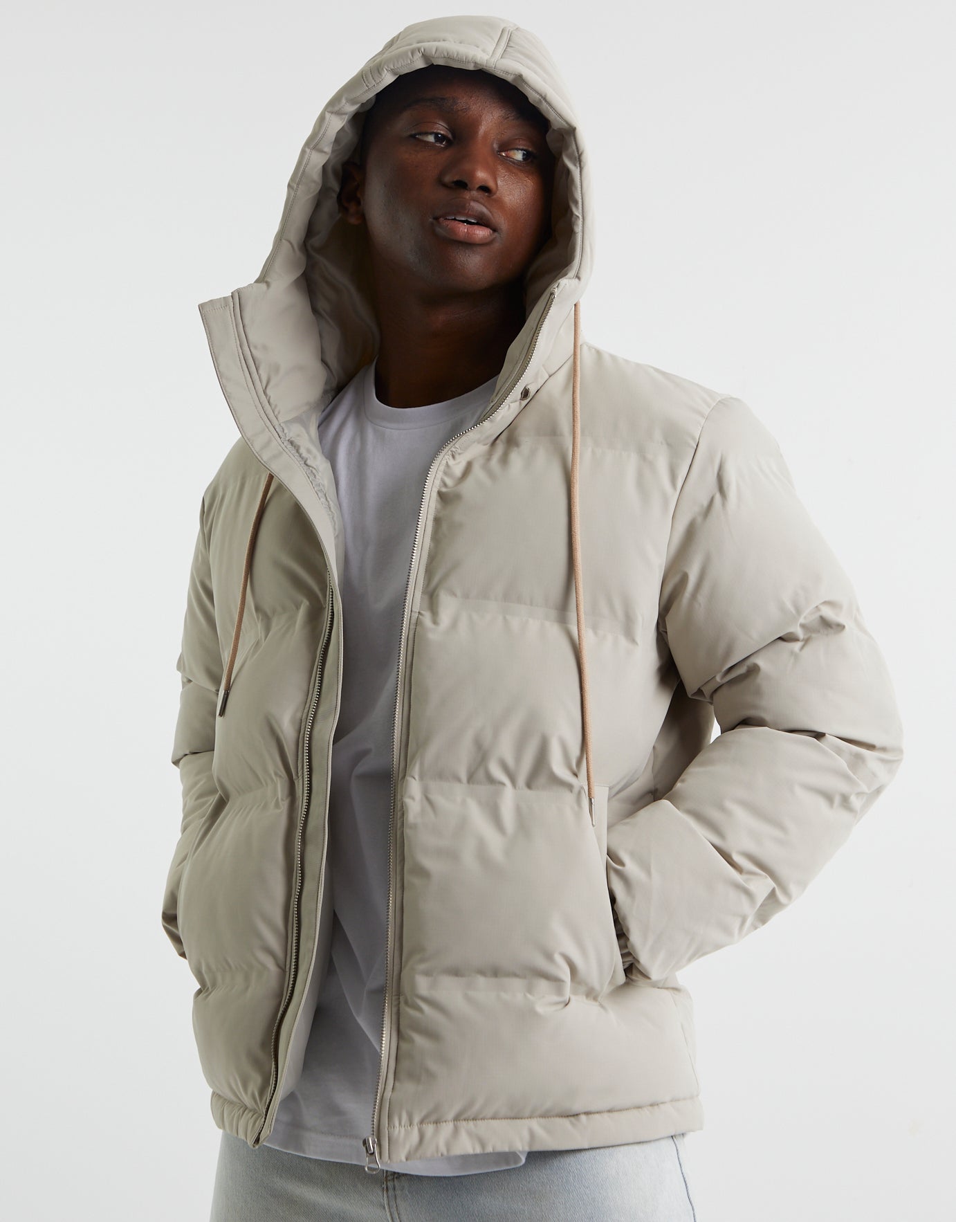 Recycled Hooded Puffer in Off | Hallensteins AU