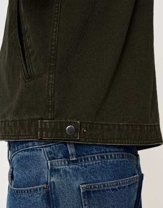 Canvas Harrington Workwear Jacket in Khaki Detail3