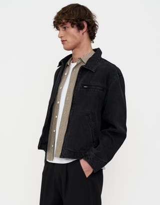 Harrington Denim Jacket in Black Detail2