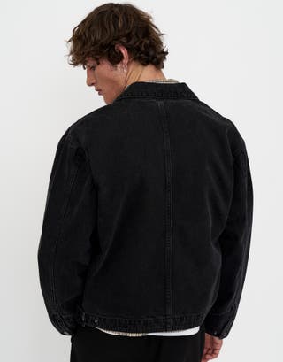 Harrington Denim Jacket in Black Detail3