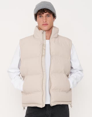 Ripstop Puffer Vest in Off White Detail2