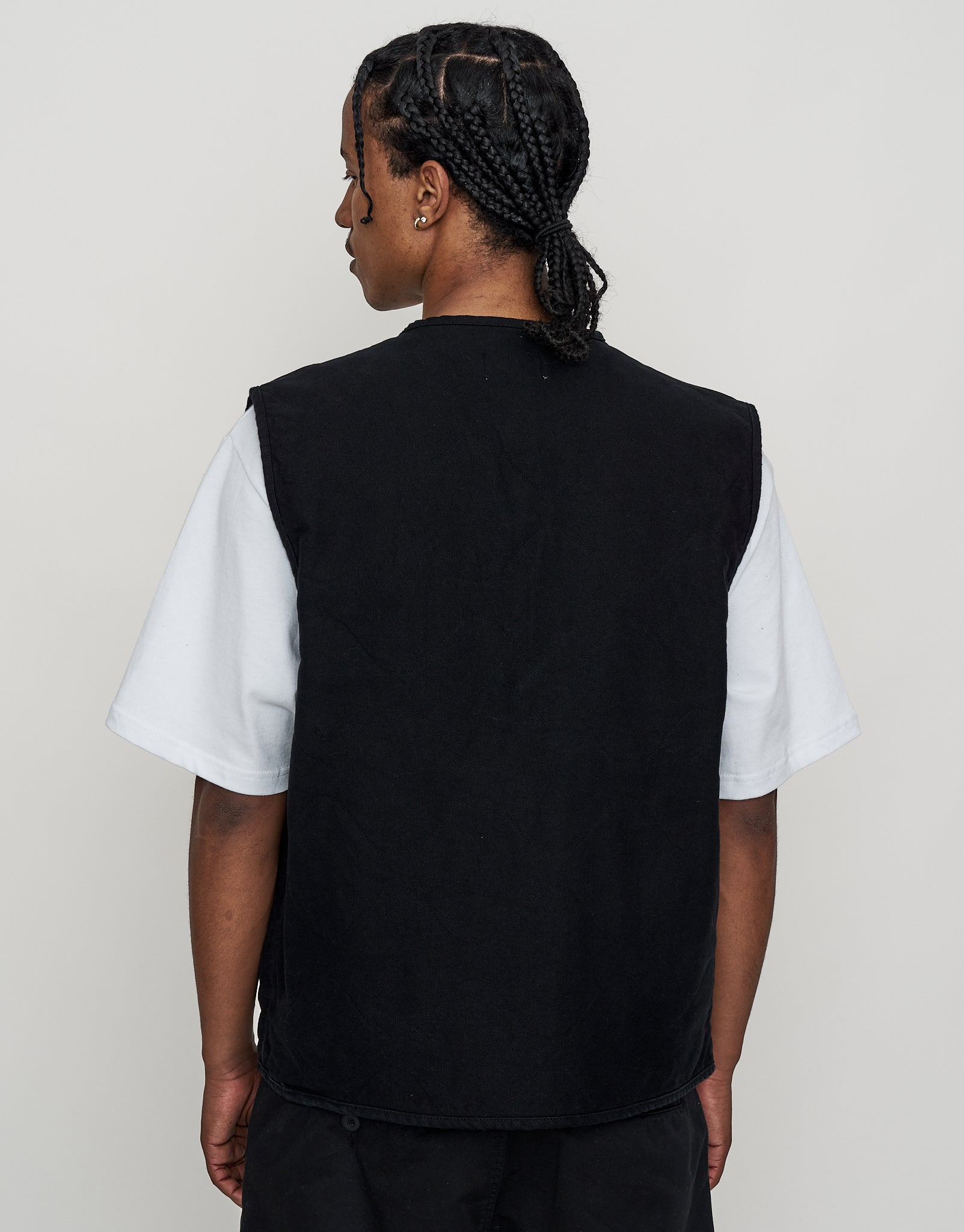 Canvas Zip Up Vest in Washed Black | Hallensteins NZ