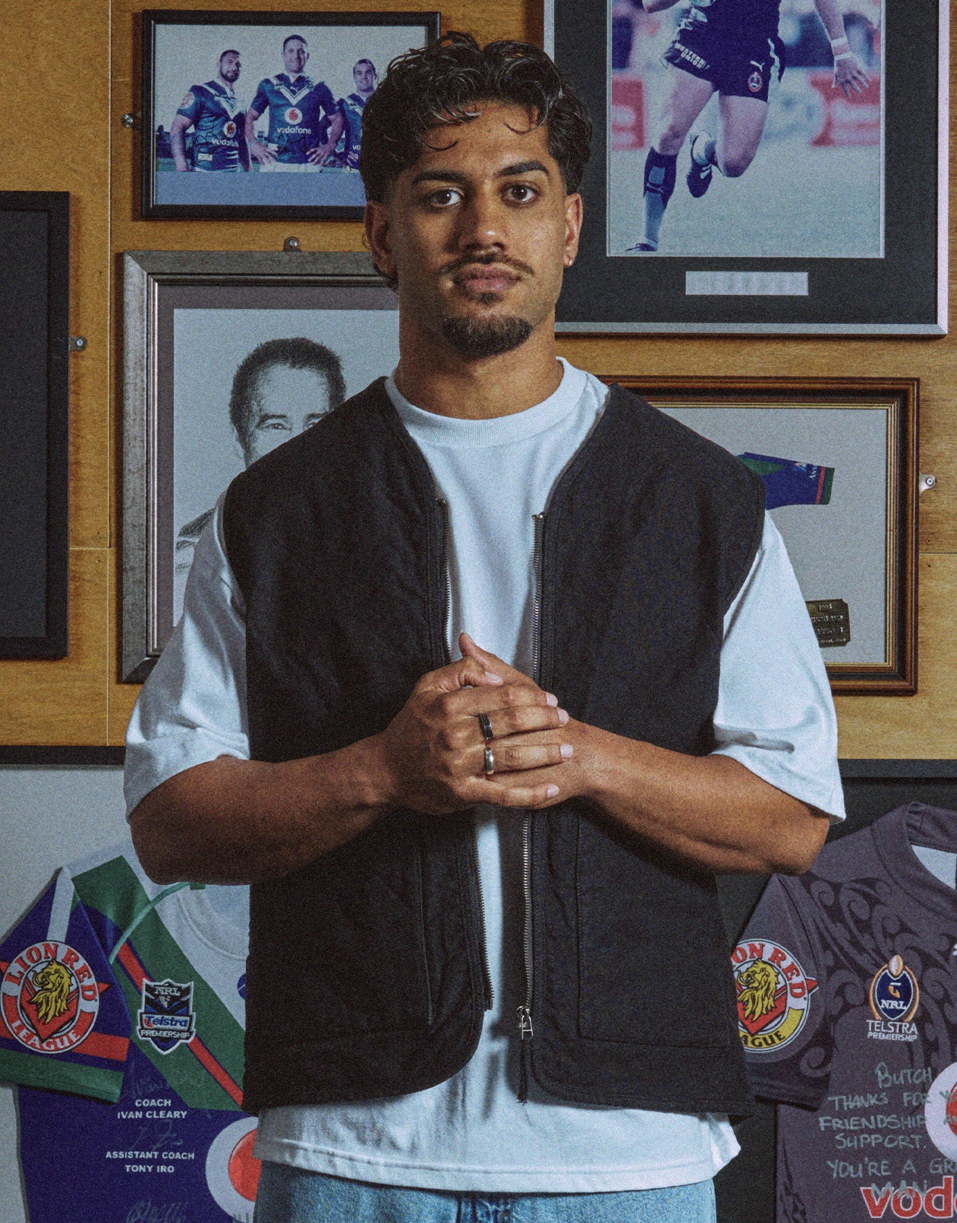 Canvas Zip Up Vest in Washed Black | Hallensteins NZ