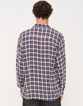 Check Long Sleeve Shirt in Navy Back