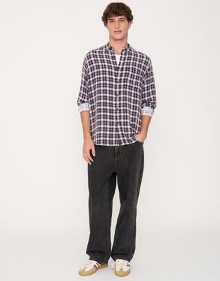 Check Long Sleeve Shirt in Navy Full