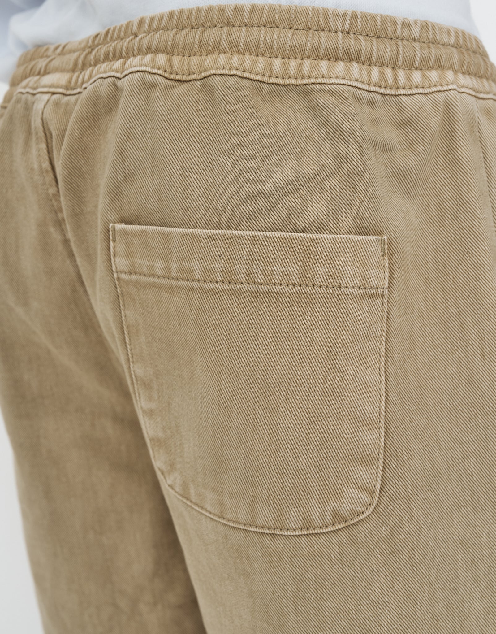 Washed Twill Elastic Waist Shorts in Sand | Hallensteins NZ