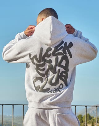 Heavyweight Weekend Club Hoodie in Snow Marle Front