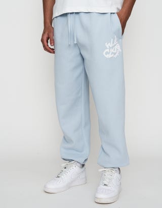 Baggy Weekend Club Cuffed Track Pants in Fog Blue Front