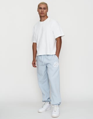 Baggy Weekend Club Cuffed Track Pants in Fog Blue Full