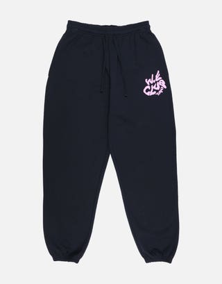 Baggy Weekend Club Cuffed Track Pants in Solid Black Front