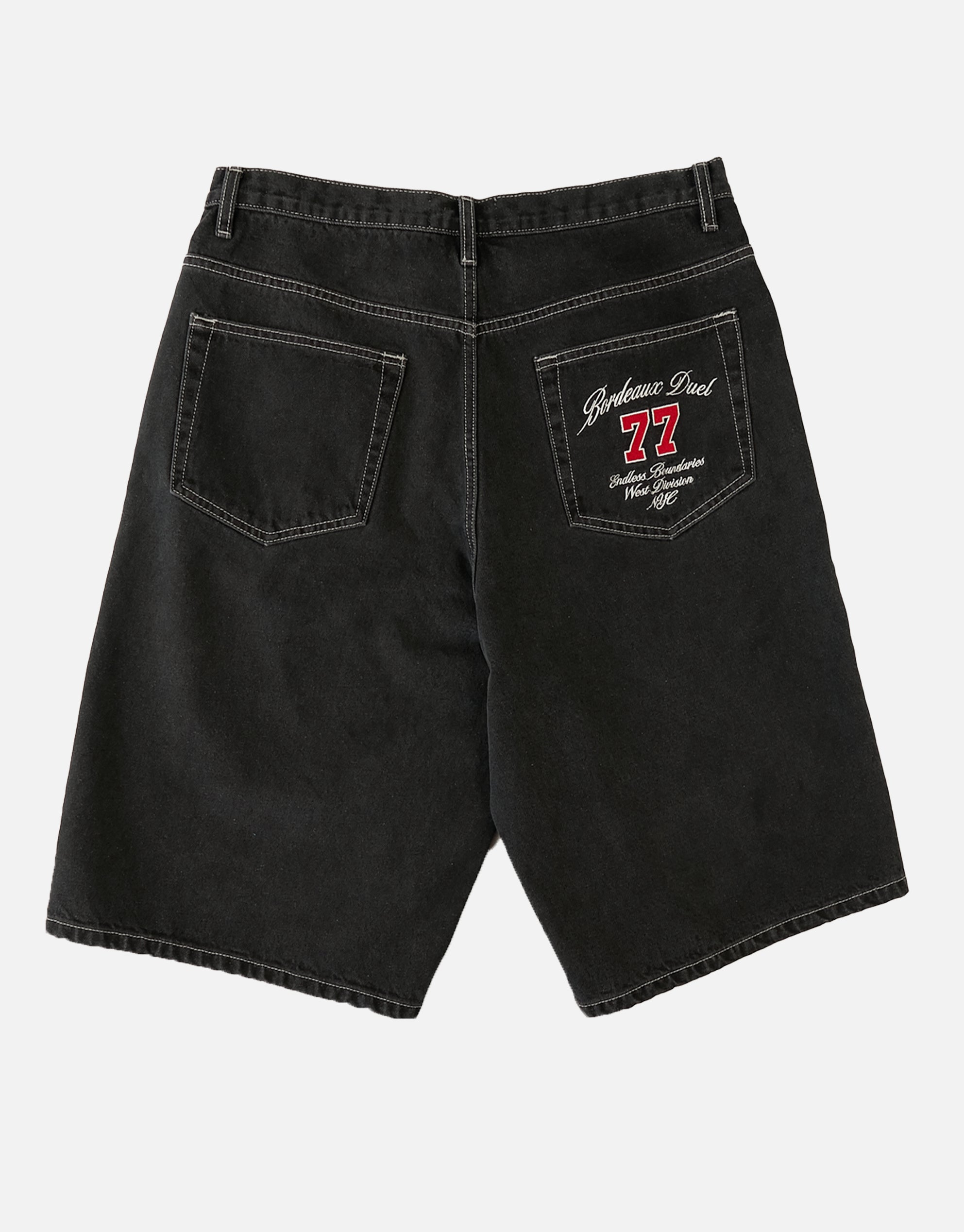 West Divison Baggy Fit Jorts in Black/white Stitch | Hallensteins AU