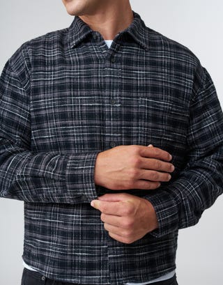 Winston Cropped Check Shirt in Black Detail3