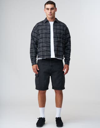 Winston Cropped Check Shirt in Black Full