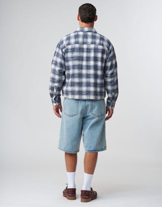 Winston Cropped Check Shirt in Blue Back