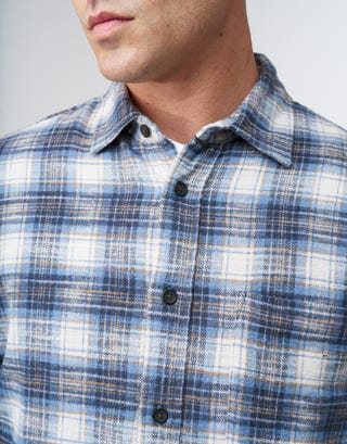 Winston Cropped Check Shirt in Blue Detail3