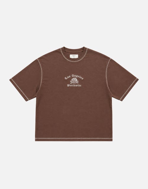 Worldwide Embroidered Graphic Box Fit T Shirt