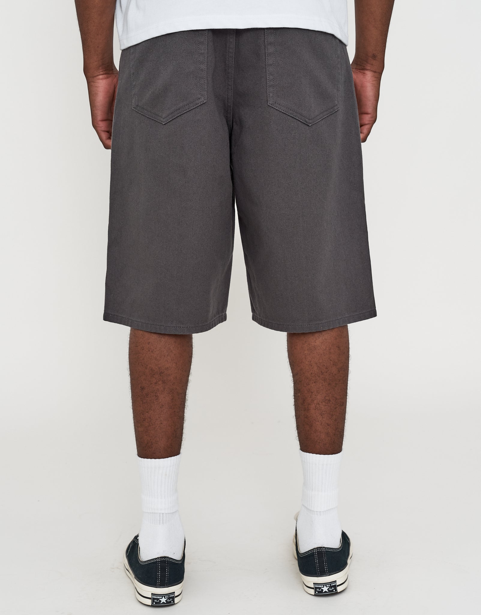 WRLDVSN Baggy Fit Twill Jorts in Charcoal | Hallensteins AU